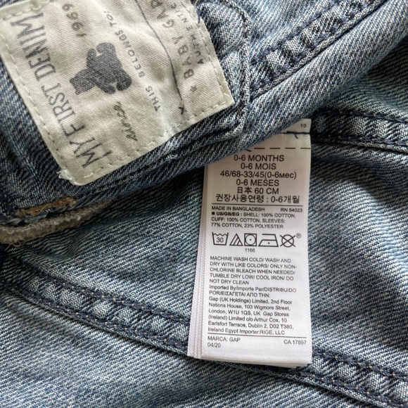 0-6M Gap Baby Jean / Denim Jacket with Soft Knit Heather Gray Hood and Sleeves - Picture 5 of 7